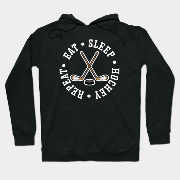 Eat Sleep Hockey Repeat Ice Hockey Field Hockey Cute Funny Hoodie by GlimmerDesigns